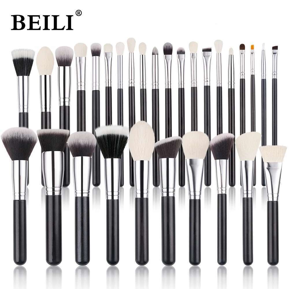 BEILI 15/25/30pcs Makeup set No Professional Natural goat hair Foundation Eyeshadow Eyebrow make up brushes