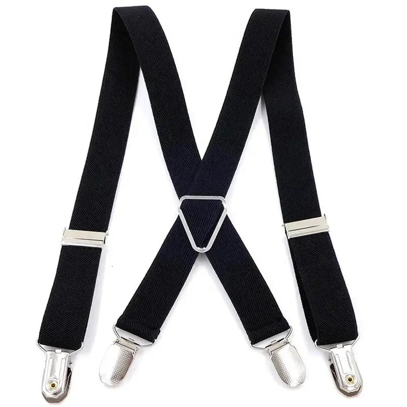 Suspenders Men Adjustable Elastic X Back Pants Women Suspender for Trousers 2.5CM Width 4 Clips Back Braces 250515