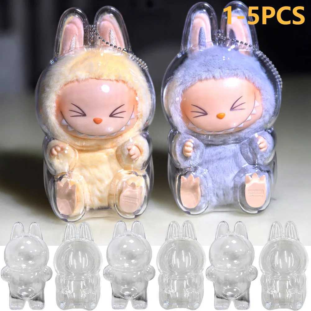 For Labubu Transparent Protective 1-5PC Monster Toy Case Storage Box Cute Elf Plushie Display Cover for Doll Gift Free shipping