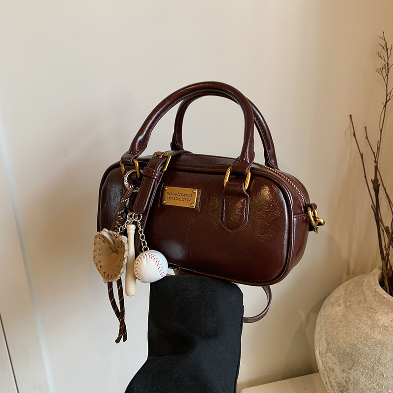 High Quality Brand High-quality New Model Free Delivery Designer Bag Niche Handheld Bowling Ball Women's Texture Single Shoulder Crossbody Bag