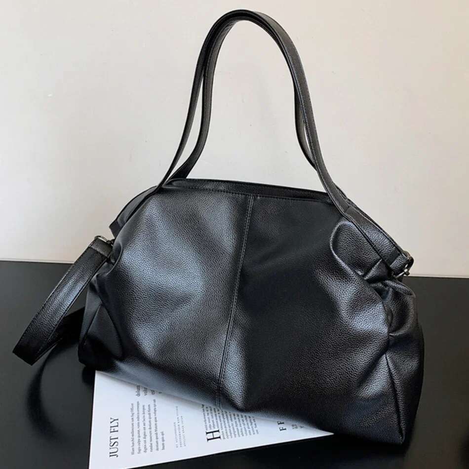 Large Black Shoulder crossbody Bags for Women Hobo Shopper Sac Solid Color Quality PU Leather Handbag Lady Travel Tote Bag