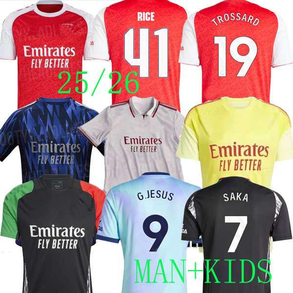 G.JESUS SAKA RICE soccer jerseys 24 25 26 away SMITH ROWE MAHARISHI whiteout ODEGAARD MARTINELLI NKETIAH PRE MATCH not more football kits shirt THIRD AWAY Kids 2025
