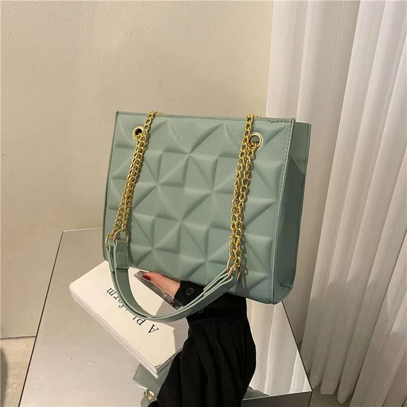 Ladies Fashion Large Capacity Chain Retro Square Tote Bag Dia Texture Shoulder Crossbody Daily Hundred Underarm Handbag
