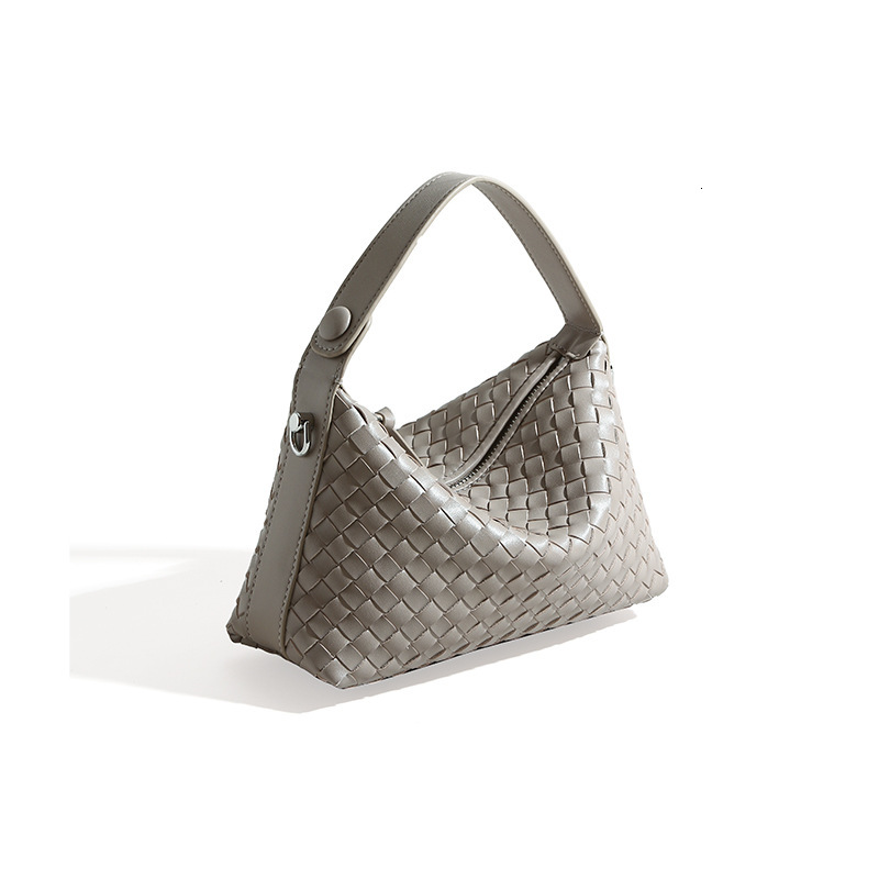 New minimalist women's commuting single shoulder large capacity hand-held woven bag solid color designer dumpling bag diamond grid woven bag vers