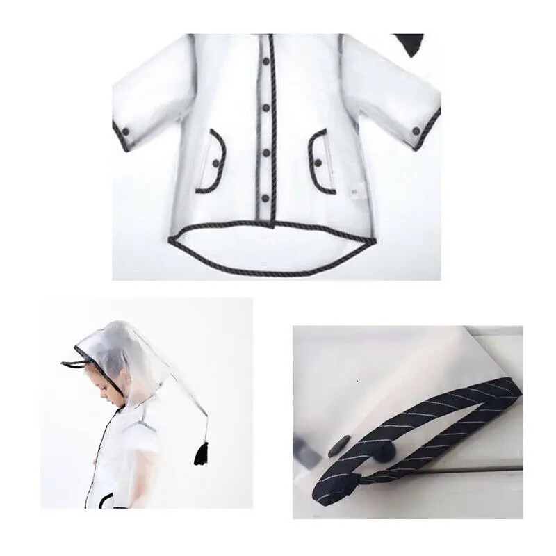 Kids Raincoat Waterproof Rain Poncho Clear Transparent Children kindergarten school Student Rainsuit Protective Poncho Covers 250515