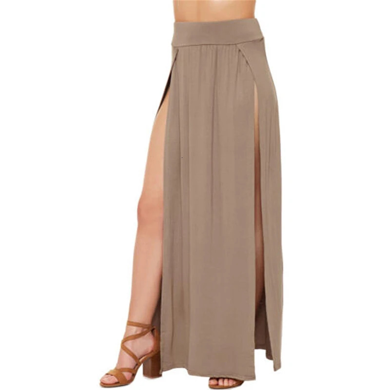 Arrival High Waisted Sexy Womens Double Slits Summer Solid Long Maxi Skirt Wholesale 51 Valentines Day Gifts 250514