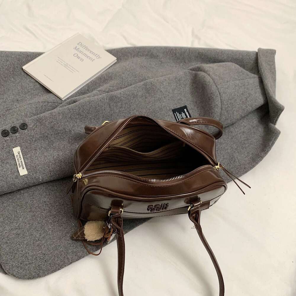 Women's Fashionable Casual Single-Shoulder With A Unique Texture For Commuting, Boston Bag