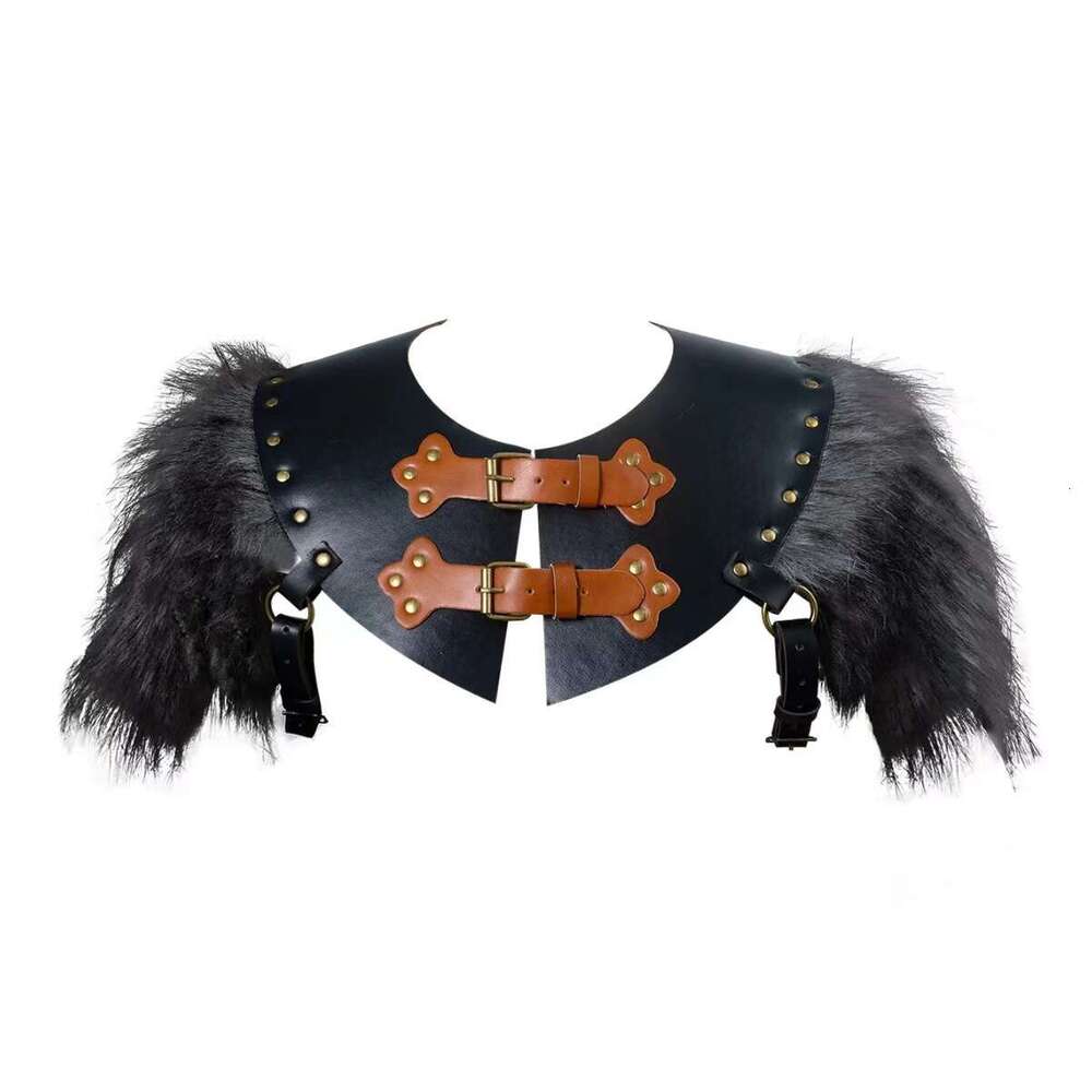 New Medieval Shawl Leather Artificial Hair Splicing Warrior Back Armor COSPLAY Clothing Accessories Props