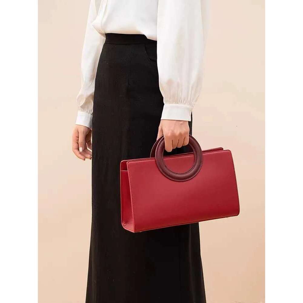 High Quality Textured Leather Sexy Red Color Tote Fashion Women's Handbag Lady Purse Shoulder Messenger Wedding Bag