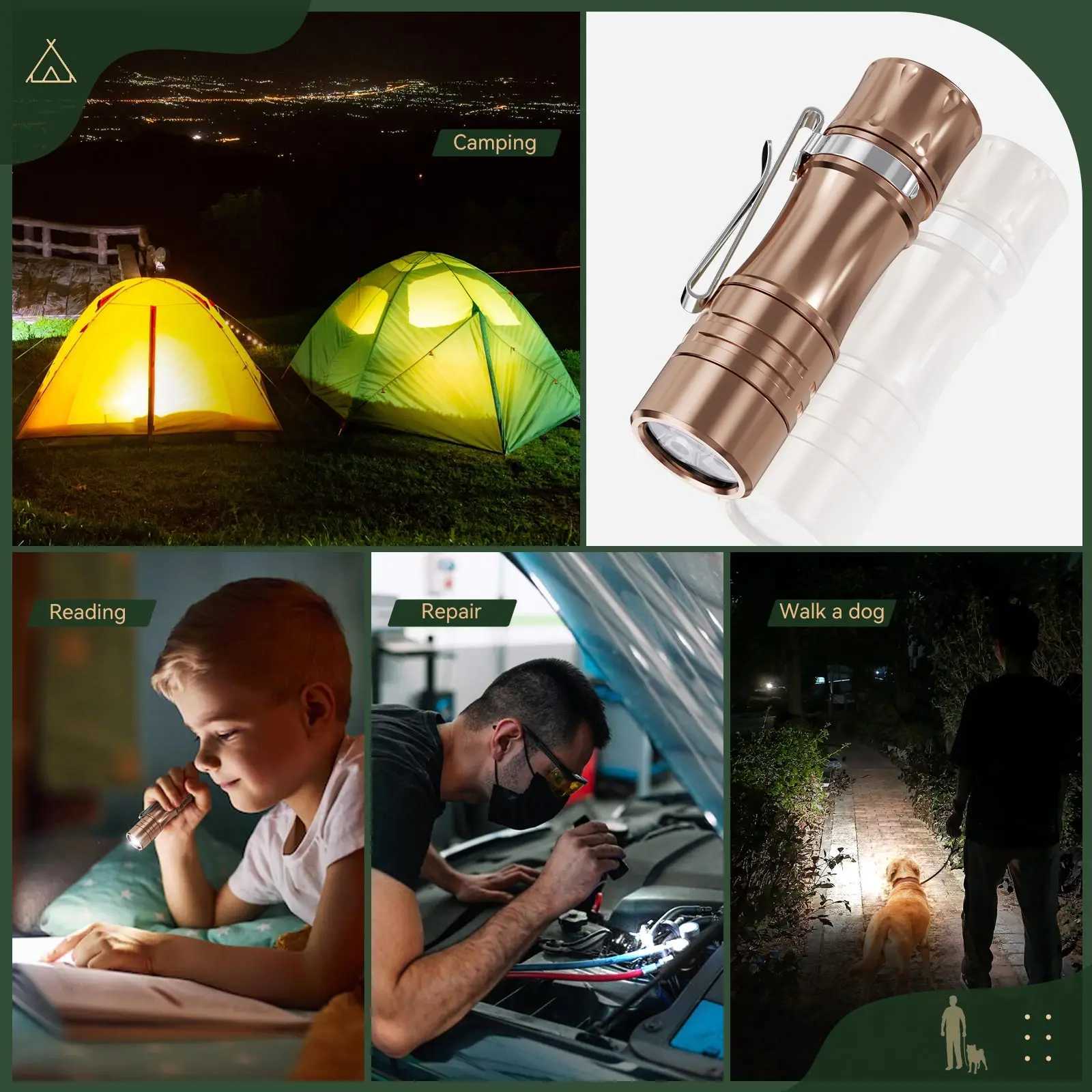 Working TS10 V2 Copper Powerful Mini 14500 EDC Flashlight with 3* 90 CRI LEDs and RGB Aux LEDs Max 1400LM Pocket IPX8 Torch Z250514