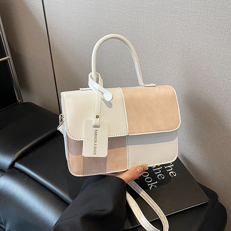 Niche Design New Free Luxury Bag Delivery Designer Bag Color Blocking Splicing Handheld Small Square 2025 New Texture Crossbody Fashionable Single Sho