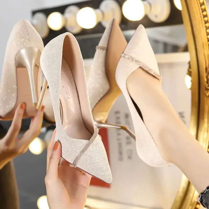 Ladies 2024 Fashion Basic Women's High Sexy Party Pumps Women Crystal Slip-on Spike Thin Heels Female Shoes Zapatos