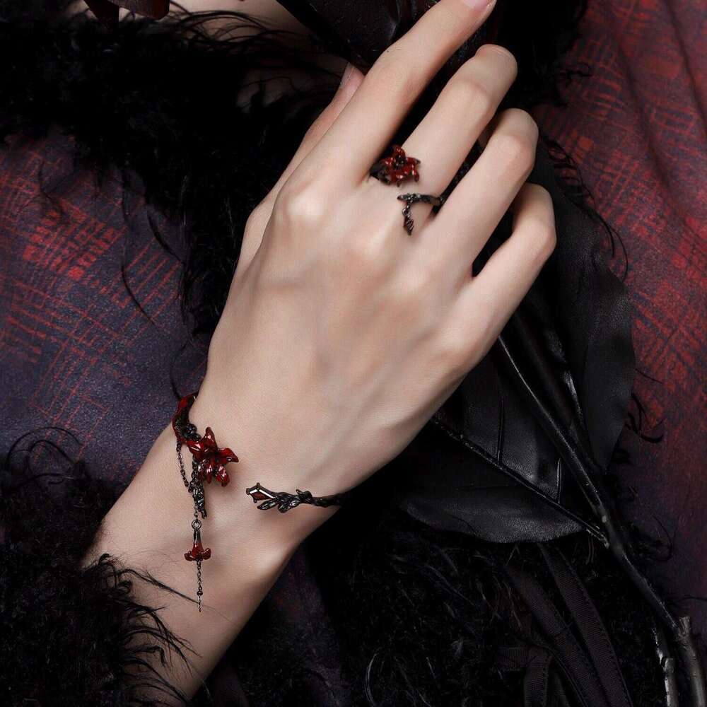 Mandala flower tassel jewelry, ring, earring, bracelet, necklace, high-end feeling, diamond studded, dark style, sweet and cool, spicy girl jewelry