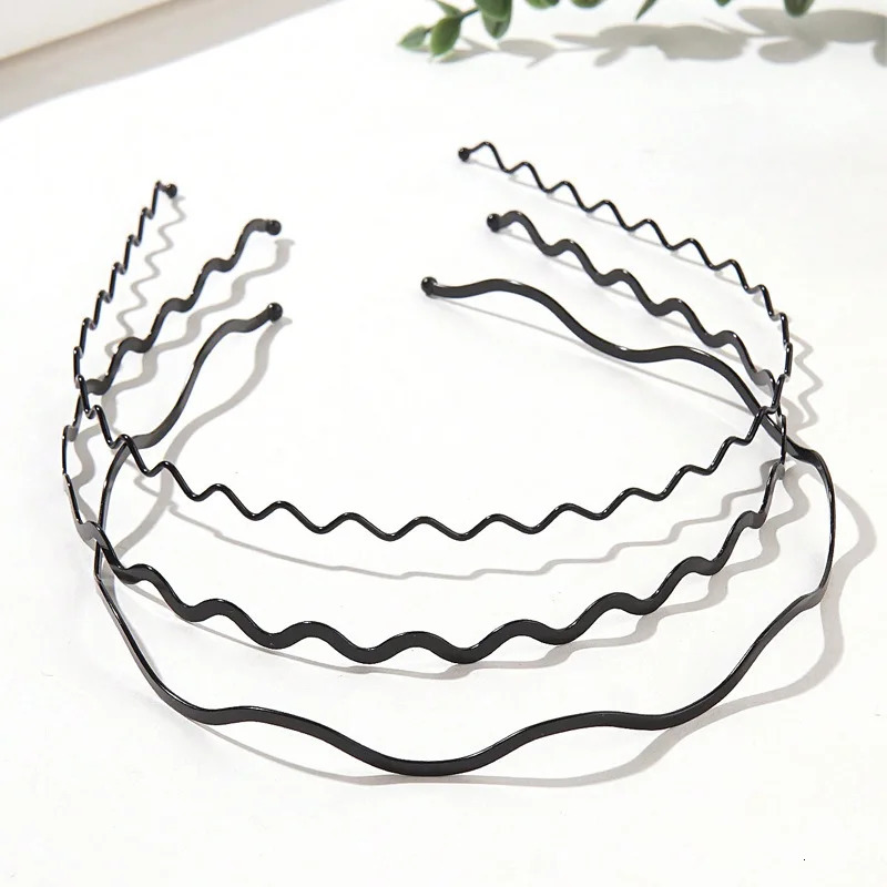 3pcs Simple Gold Ripple Metal Hairbands Elegant Wave Headbands Fashion Women Crown Head Hoop Hair Styling Headwear Accessories 250509