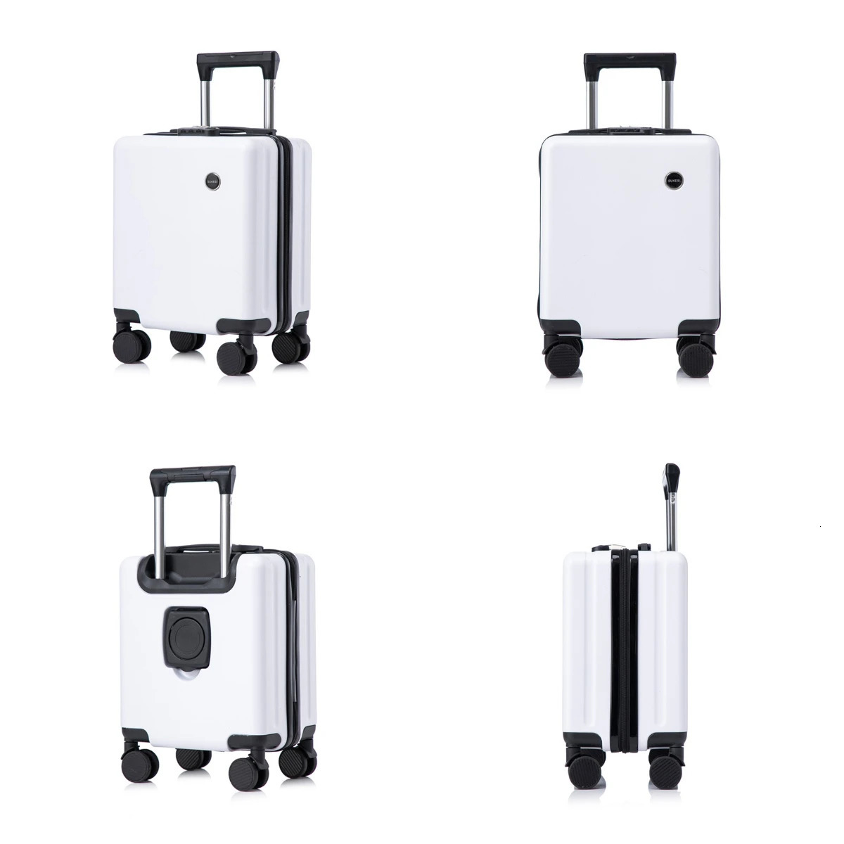14 inch small luggage with combination lock cell phone holder cup holder short trip trolley case mute pulleys portable suitcase 250514