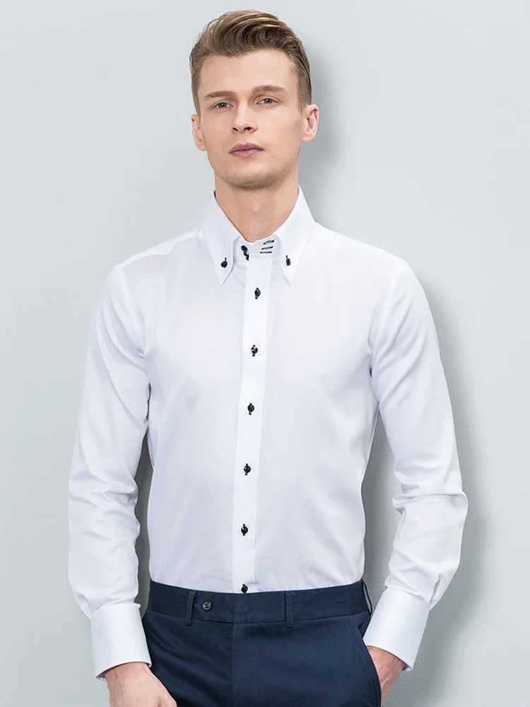 Mens Collared Shirt Long Sleeve Fashion Korean Button-down Casual Shirts Formal Business Dress Shirts Slim Fit Designer Shirts Z250515