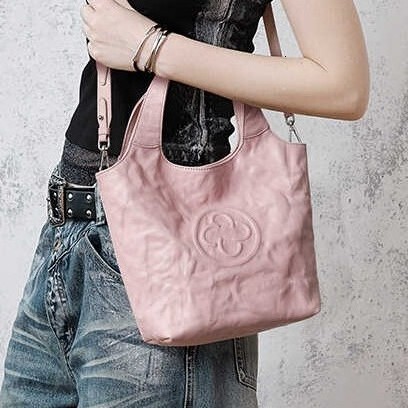 2025S designer summer new item Casile small tote tanned cowhide women pink pleated shoulder handbag crossbody vegetable basket bag
