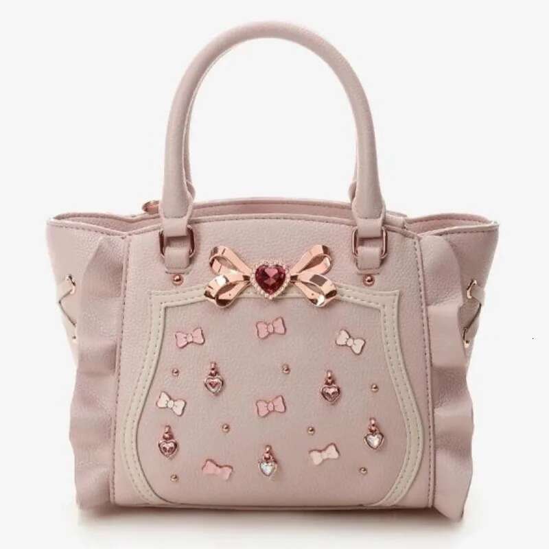 Butterfly Knot Tote Sweet Landmine Women PU Y2k Cute Lolita Girl Japan Gemstone Ruffle Edge Shoulder Crossbody Bag New