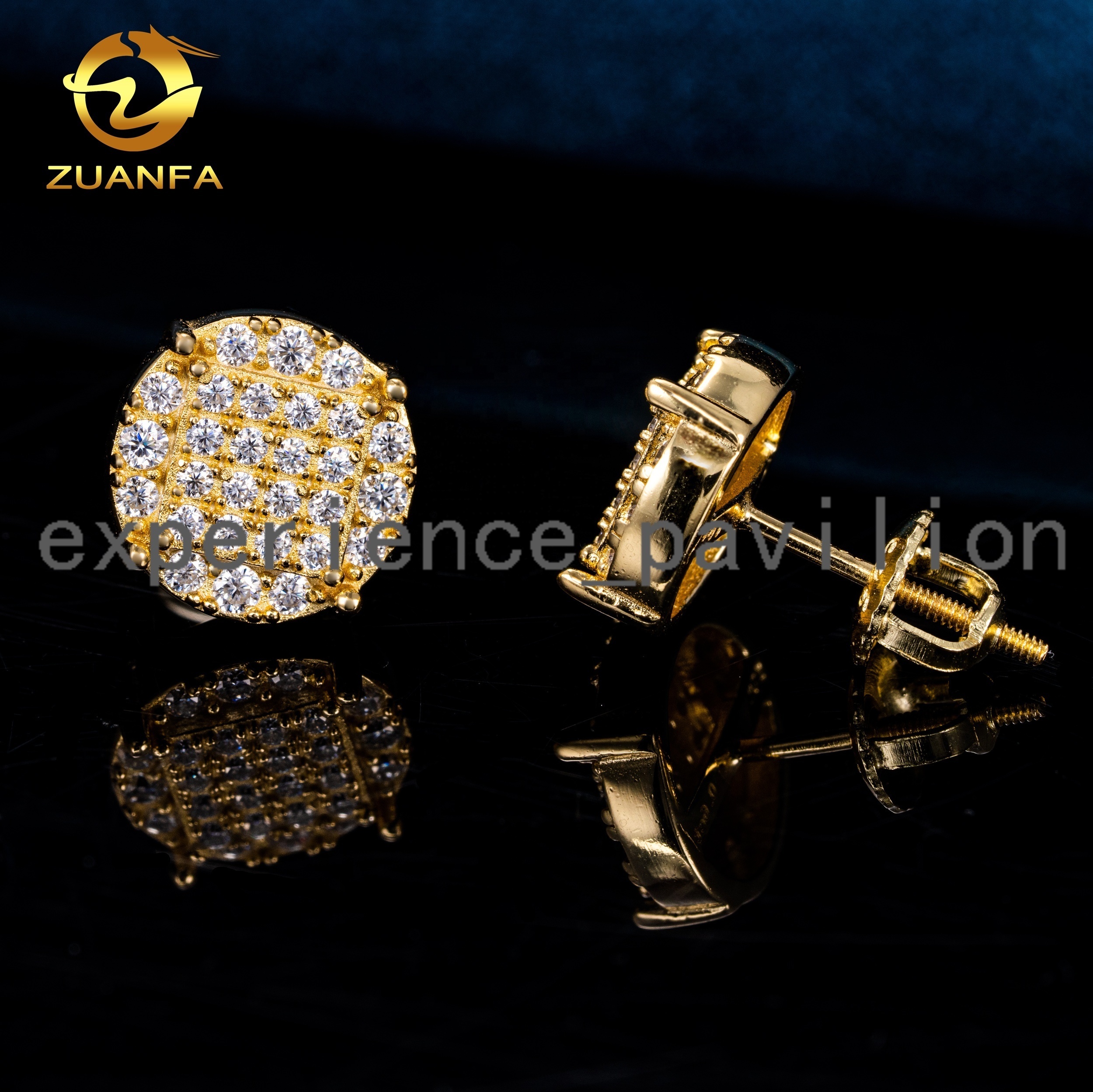 Factory Price Sterling Silver Custom Luxury Diamond Jewelry Fashion Jewelry Vvs Hip Hop Moissanite Earrings 18K Gold
