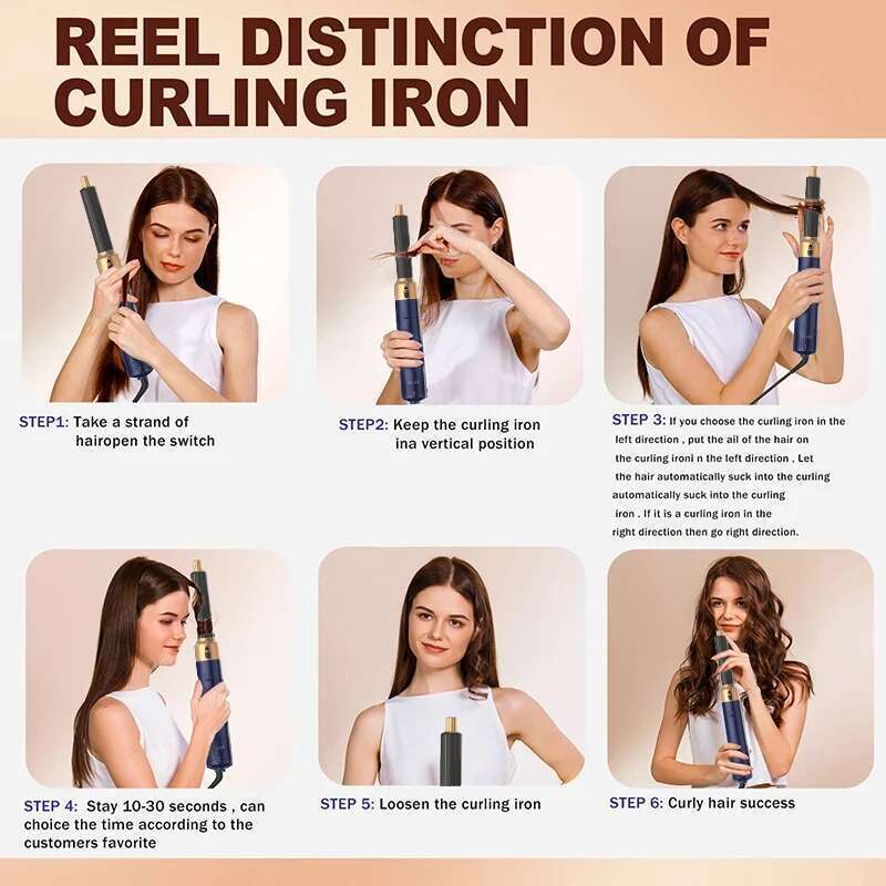 5 in 1 Hot Comb Set Professional Curling Iron Straightener Styling Tool Air wrap Hair Dryer Household