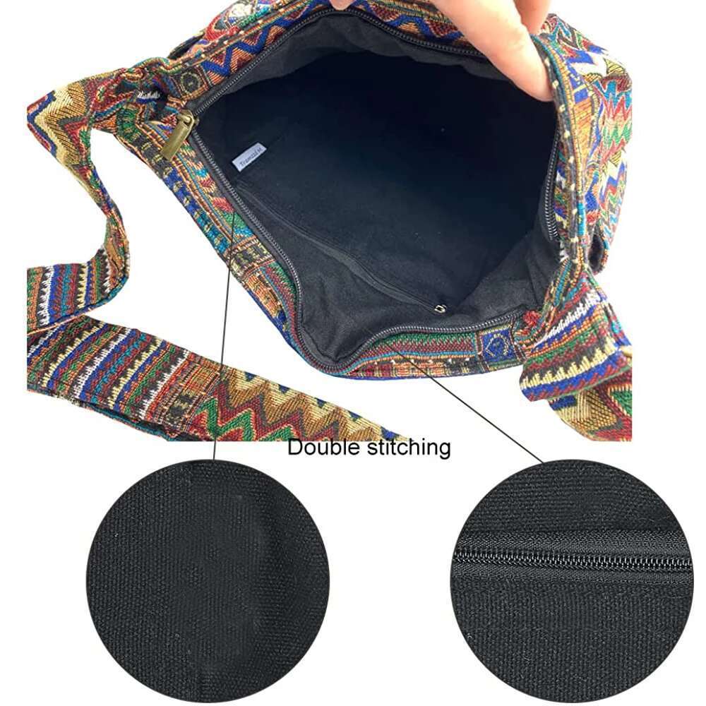 Annmouler 2022 Women Designer Shoulder Vintage Crossbody Large Capacity Handbag Pockets Hobo Fabric Messenger Bag