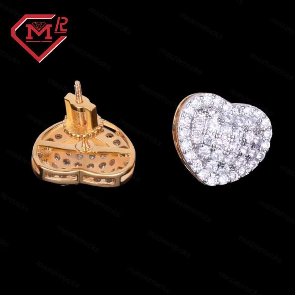Heart shaped cute D-color daily earrings, ladies' pure sier silica earrings