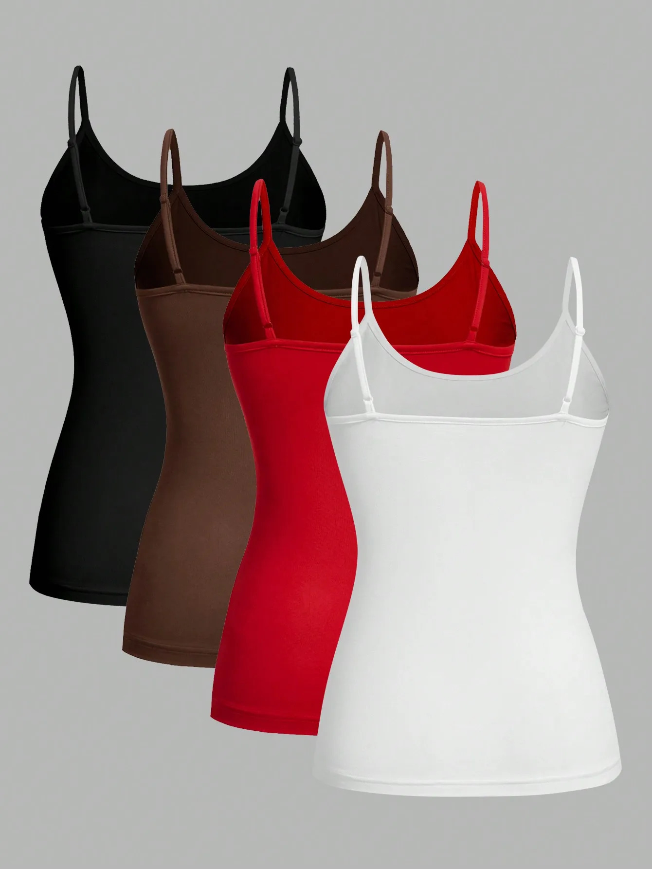 4 pieces solid color vest womens summer sexy shoulder strap basic top sleeveless 250506