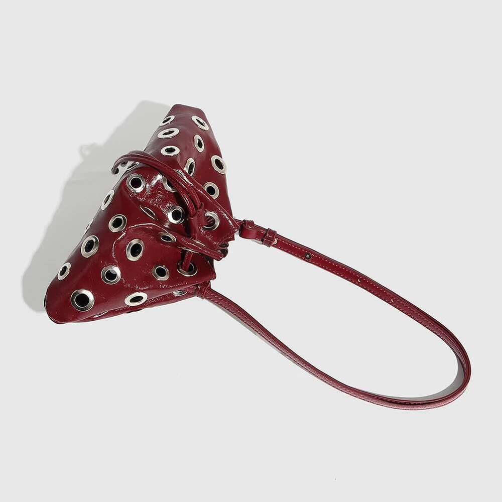 Women Metal Stud Y2k Shoulder Large Capacity Retro Hollow Drawstring Crossbody Bag Shopping Vacation Handbag