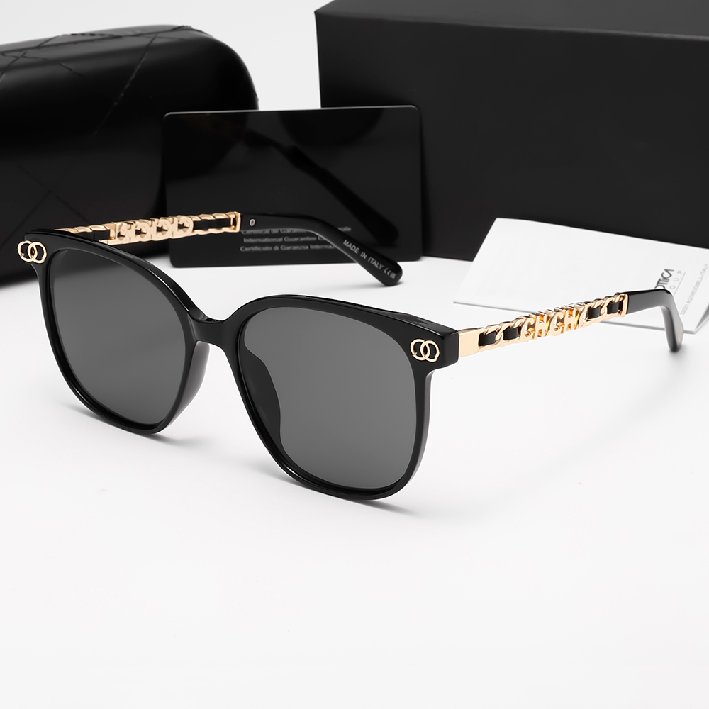 Fashion designer luxury Sunglasses for men and women square full frame cat eyes Vintage Sun Glasses unisex Shiny Gold good sell plated Top quality