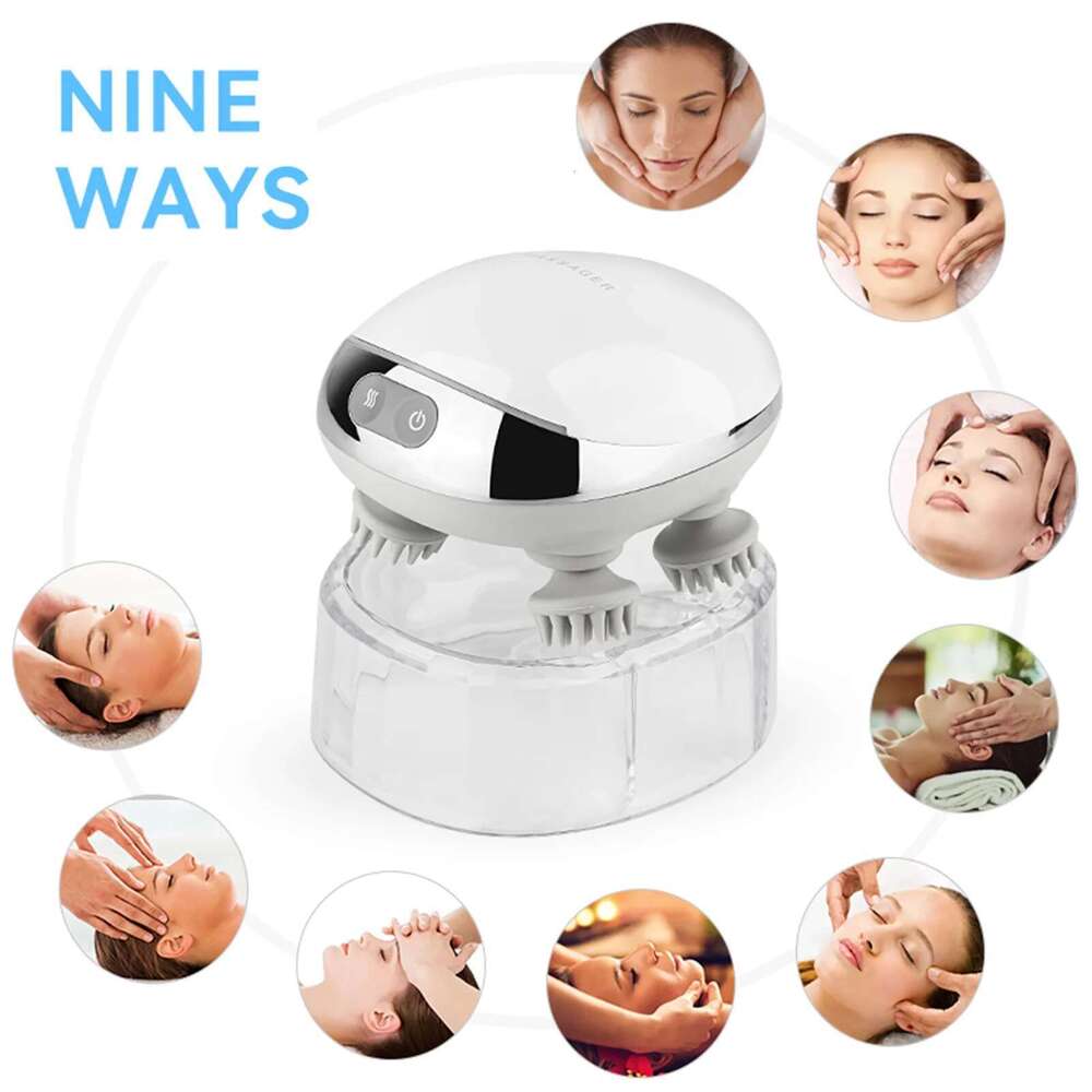 Small Portable Head Massager Hot Compress Red Light Waterproof Stress Relief Tool Scalp Relax for Deep Cleansing