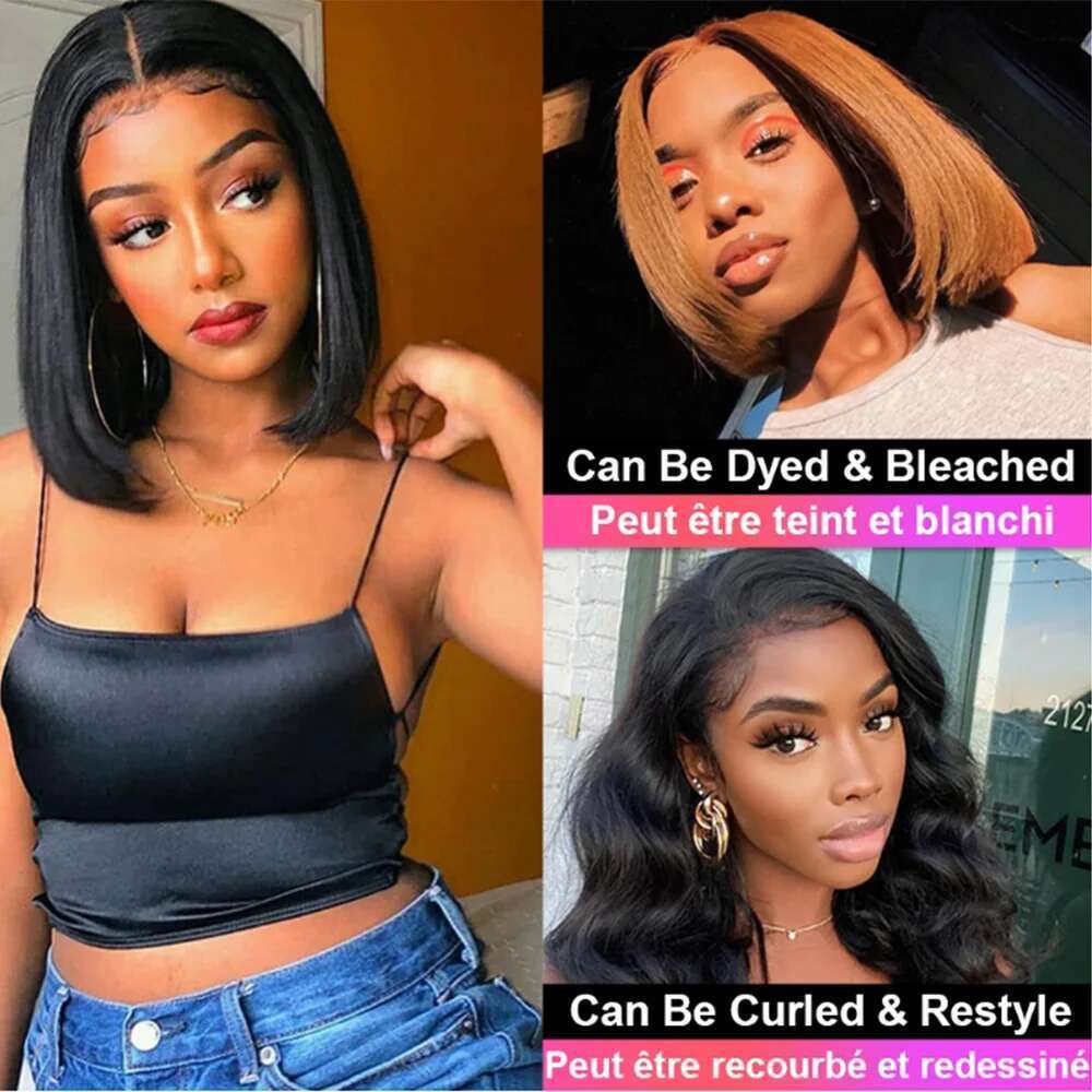 12Inch Wig 13x4 Lace Front Human Hair 180% Density 15A Straight Bob Wigs For Black Women Pre Plucke