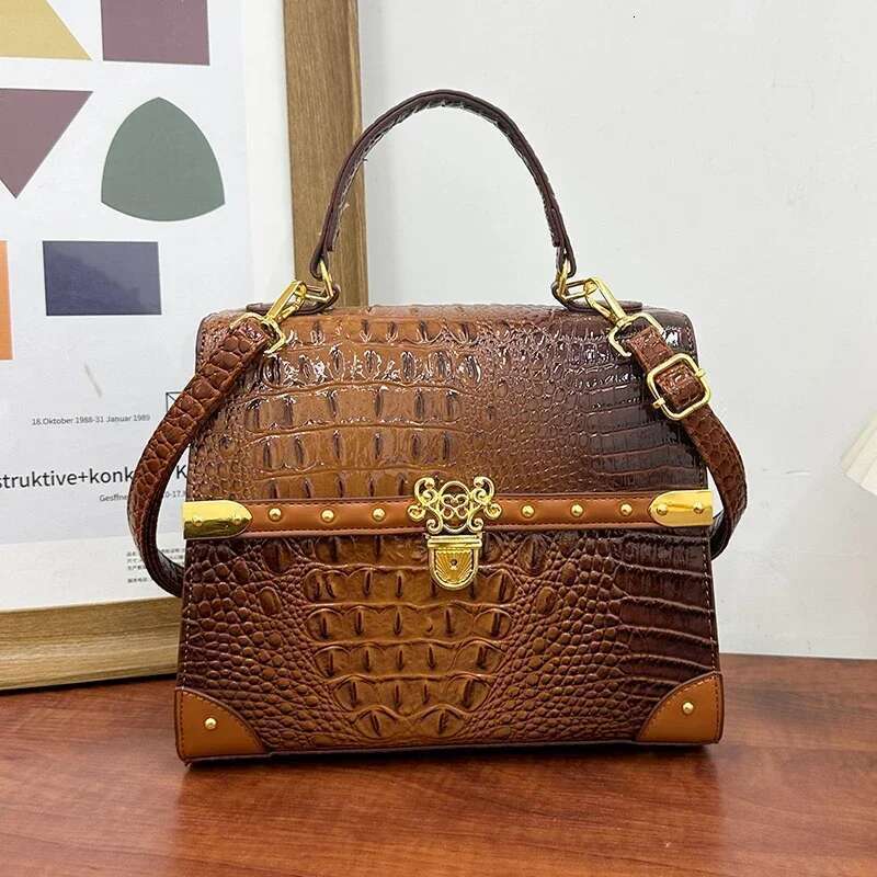 Small Square For Women Top Brand Shoulder Designer Handbag Classic Femme Crocodile Pattern Crossbody Bag
