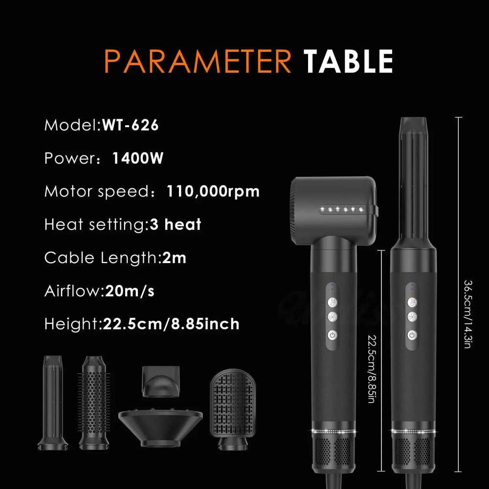 7 in 1 Professional Straightener 1400W Curler Electric Comb Dryer Brush Hot Volume Curlers Hair Style Set
