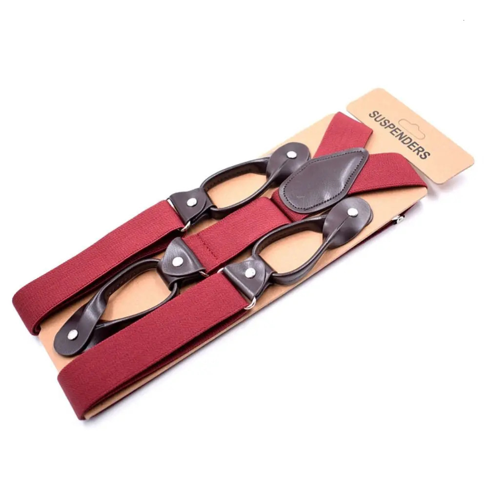 Vintage Suspenders Men Women Adult Leather Trimmed Button End Y Back Adjustable Elastic Trouser Braces Straps Belt Wedding Party 250515