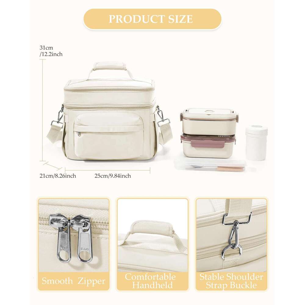 Insulated Women Men,Adult Lunch Box with Adjustable Shoulder Strap,Portable Tote Cooler Bag for Office Work Picnic