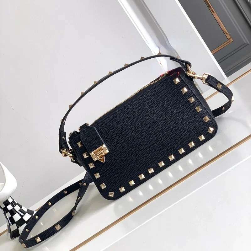 Stud rivet designer black design small crossbody bag fashion leather shoulder messenger women purses and handbags