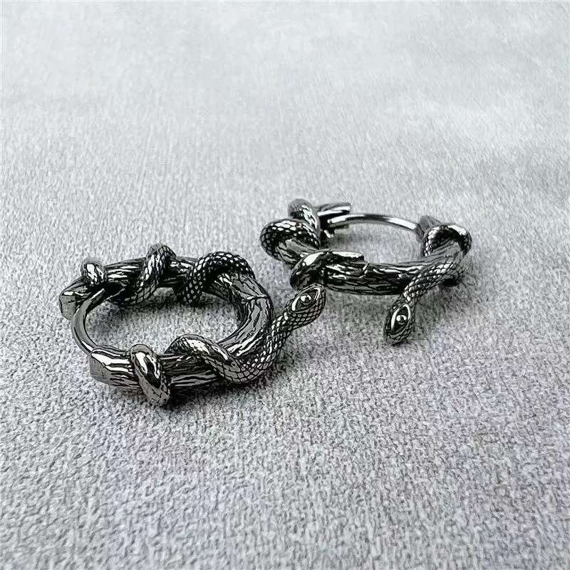 New Punk Wind Style Xiao Snake Surrounding Tree Vine Personalized Hip Hop Design Earrings and Accessories