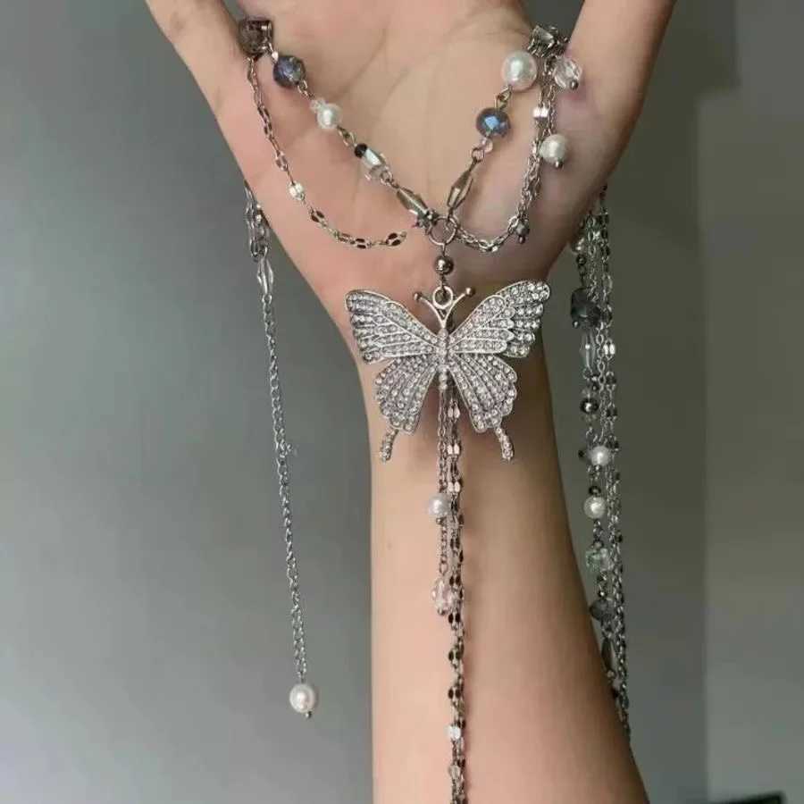 Simple Shiny Butterfly Waist Chain For Women Multilayer Pearl Tassel Metal Body Belly Chains Summer Beach Party Jewelry Gifts Y250515