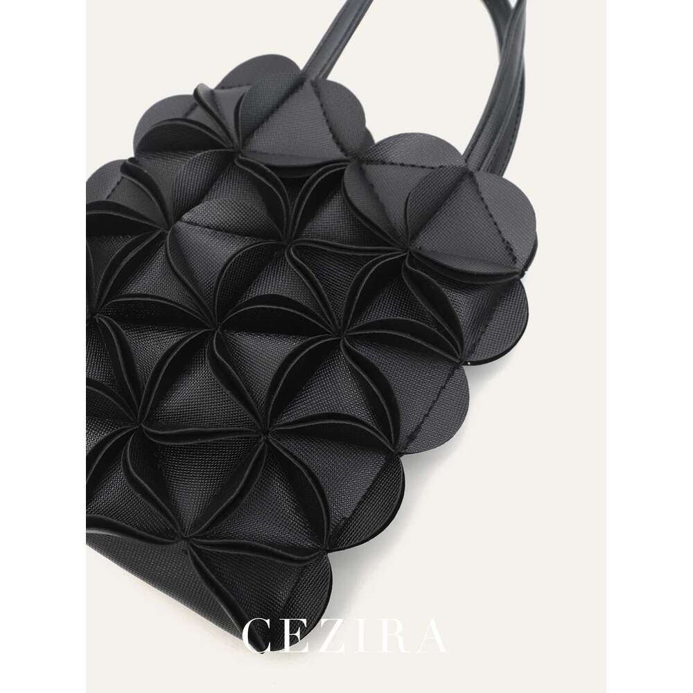 CEZIRA Women PU Leather Top-Handle Bags Fashion Cute Petal Patchwork Square Cross Body Handbags Small Tote Purses Vacation Gift