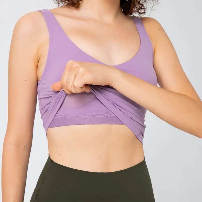 2054-Gym Clothes Women Underwears Yoga Tank Tops Light Support Sports Bra Fiess Lingerie Breathable Workout Brassiere U Back Sexy Vest with Removable 