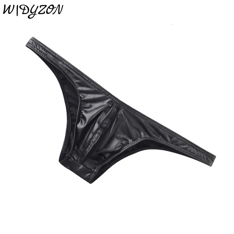 Men Bikini Briefs Underwear Faux Leather Male Mini Panties U Pouch Sexy Mens Briefs Cuecas Calzoncillos Hombre Slip Lingeries 250515