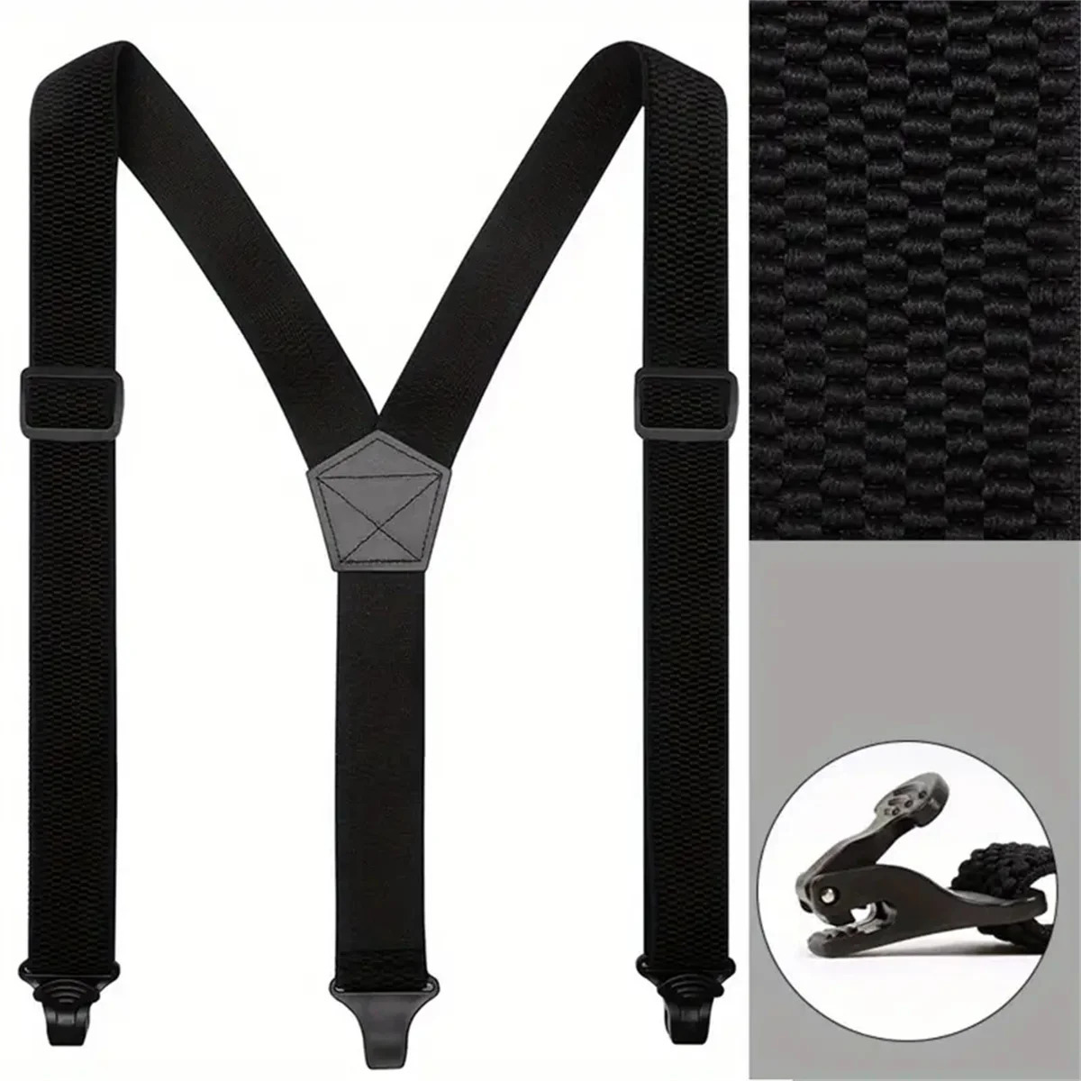 Mens Heavy Duty Y-Straight Suspenders with 3 Durable Clips - Adjustable Elastic Waistband for Work and Outdoor Wear 250515