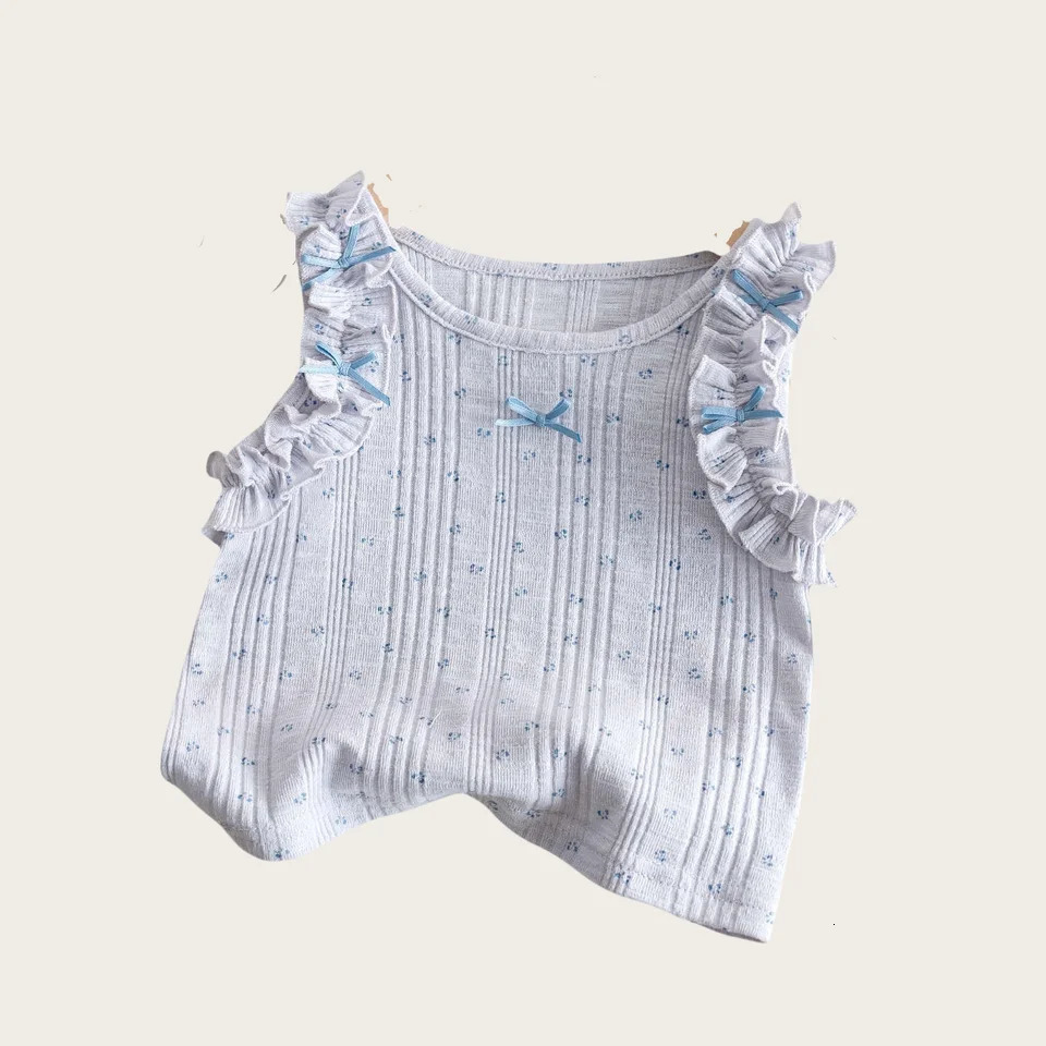 2 - 6 Y Baby Girls Cotton Floral Lace Embroidered Sleeveless Top and Ruffled Cake Skirt Set - Adorable Stylish Outfit for Kids 250515