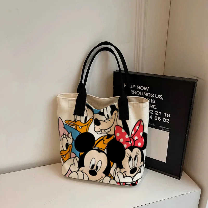 Disney New Cartoon Minnie Mickey Female Student Schoolbag Fashionable Commuting Bag Portable Large Capacity Tote Mommy BagXJ250515