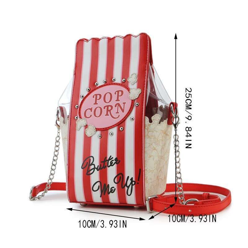 Popcorn Red Stripe Design Chain Shoulder Crossbody For Women Fashion Girls Purses And Handbags Novelty Clutch Bag