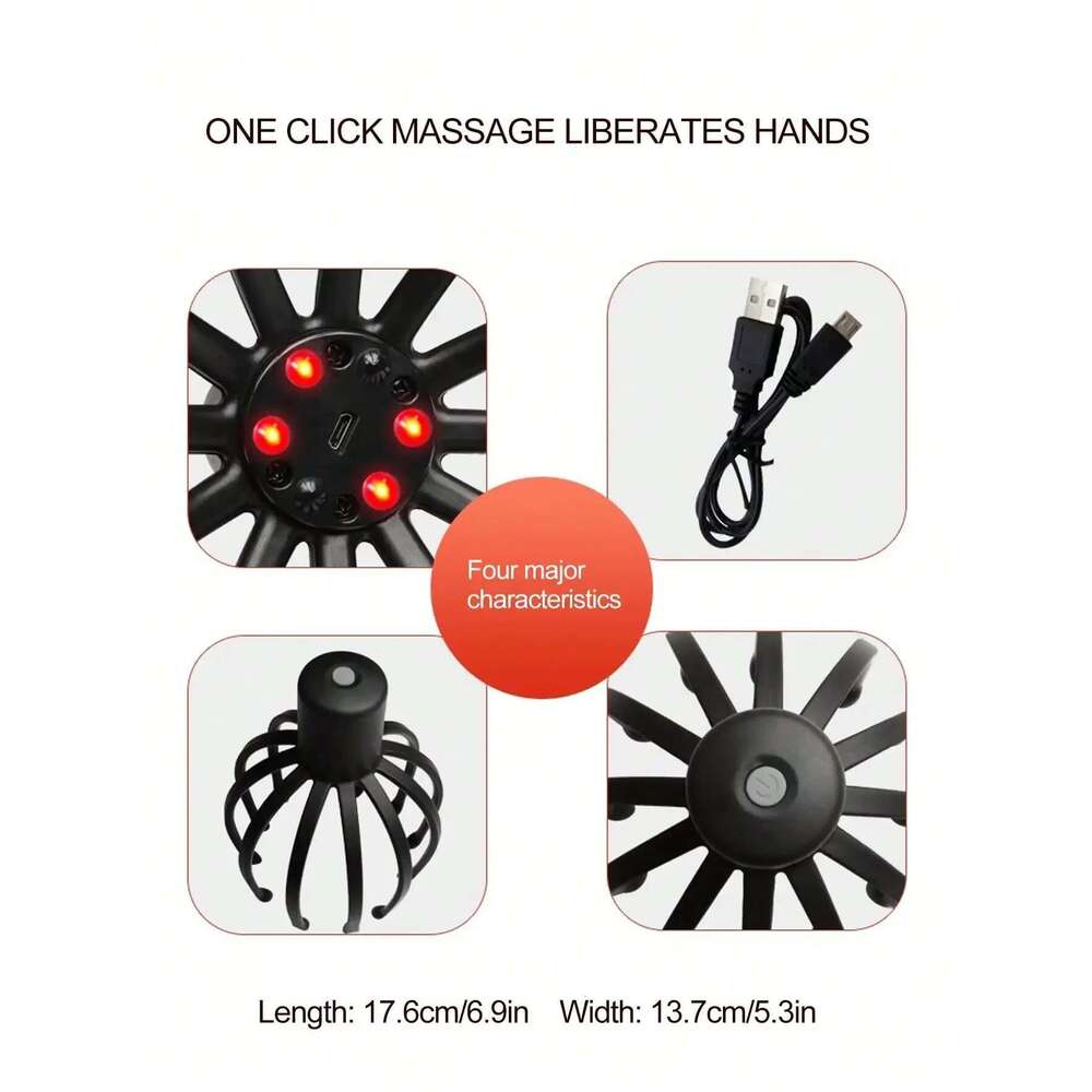 Intelligent Electric Octopus Massager Soul Extraction, Head Scratching Meridian Dredging, Scalp Massage And Relaxation Tool