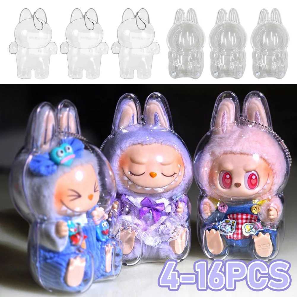 Protect Portable Transparent Protective Case Acrylic Organizer Box For Labubu V1 V2 Doll Bag with Keychain Free shipping