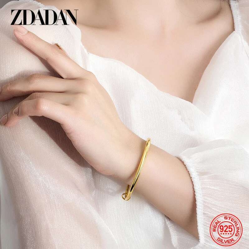 ZDADAN Sterling Sier Gold Adjustable Bracelet Bangle For Women Fashion Jewelry