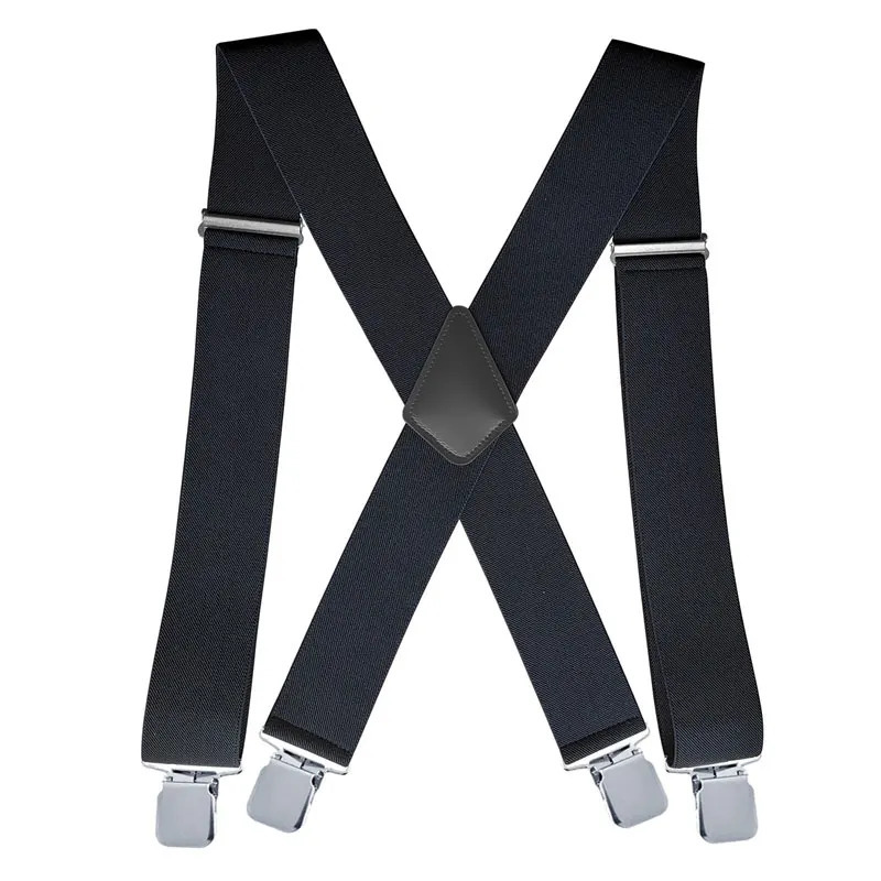Mens Suspenders Wide X-Back Adjustable Solid Straight Heavy Duty Clip Suspenders for Work Jeans 250515