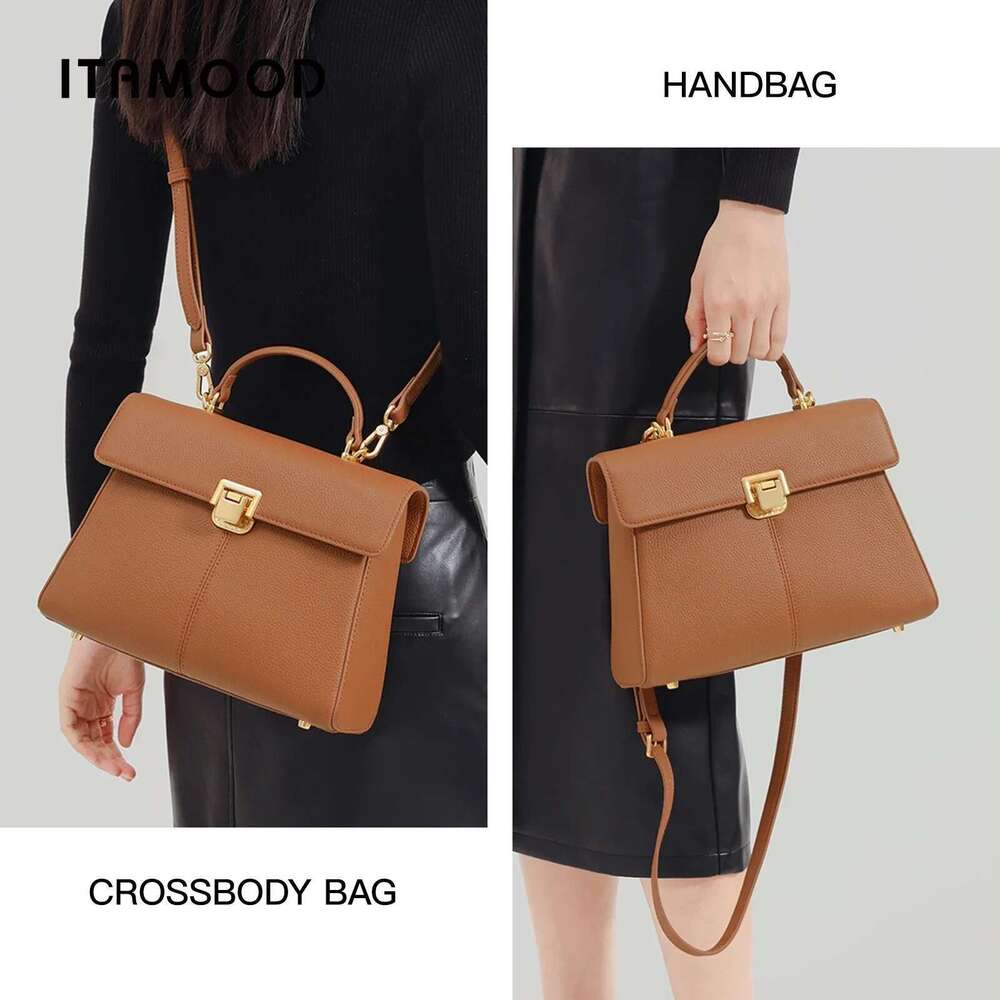ITAMOOD Genuine Leather Handbag For Christmas Women Large Capacity Tote Crossbody Shoulder Bag Satchel Purse Fashion Versatile